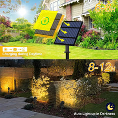 3000K Solar Tree Light for Outdoor Garden Decoration, IP65 Waterproof, 4 LED Warm Lights, Courtyard Landscape, Street Wall Solar Projector