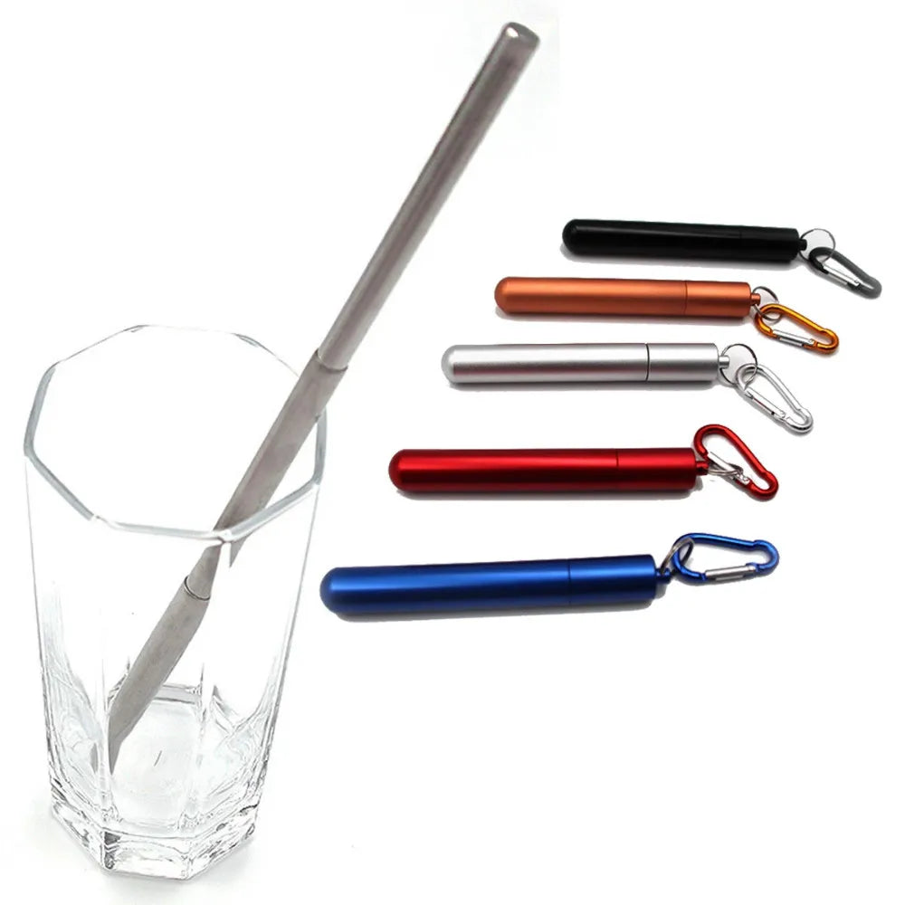 Paille Télescopique Réutilisable en Acier Inoxydable 304, Paille D.lique avec Brosse pour Livres, Ensemble de Pailles à Boire Portables pour Voyage avec Étui