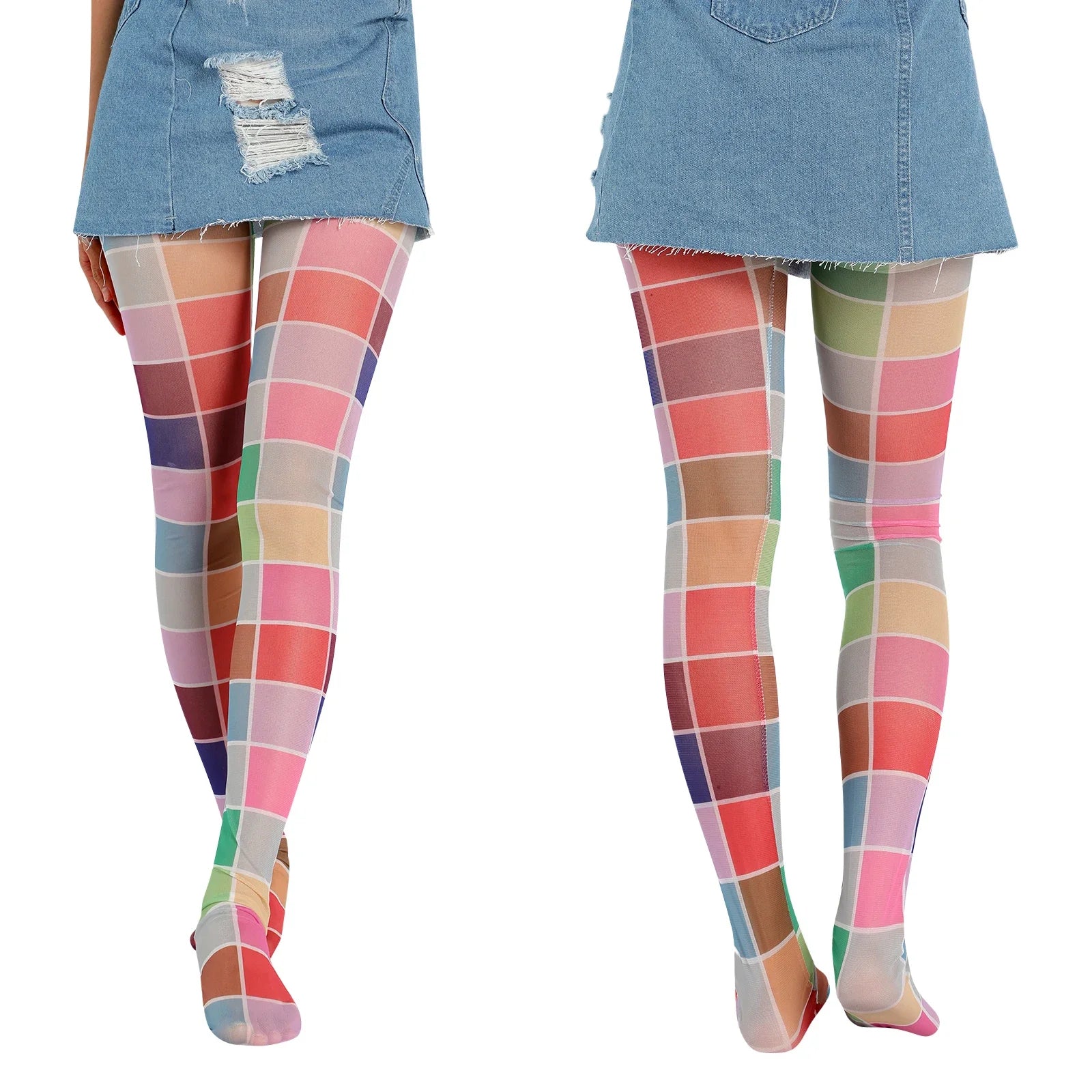 Collants Longs pour Femme et Fille, avec Impression Créative Cœur/Floral/Nuage/Plaid, Leggings Moulants artificiel astiques, Collection Été Automne