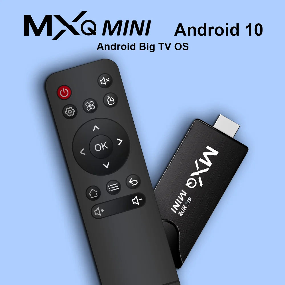 MXQMINI Smart Android Mini TV Stick Android 10 Quad Core Support 2.4G Wifi 4K HD TV Box H.265 Streaming décodeur intelligent