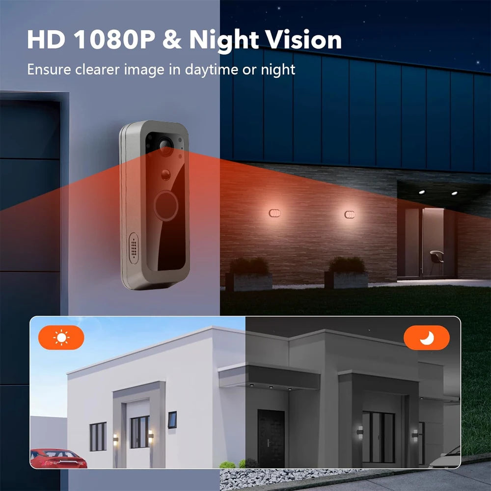 Tuya Smart Life 1080P WiFi vidéo sonnette batterie 100% système d'interphone de porte sans fil PIR caméra extérieure 5 pouces écran de moniteur