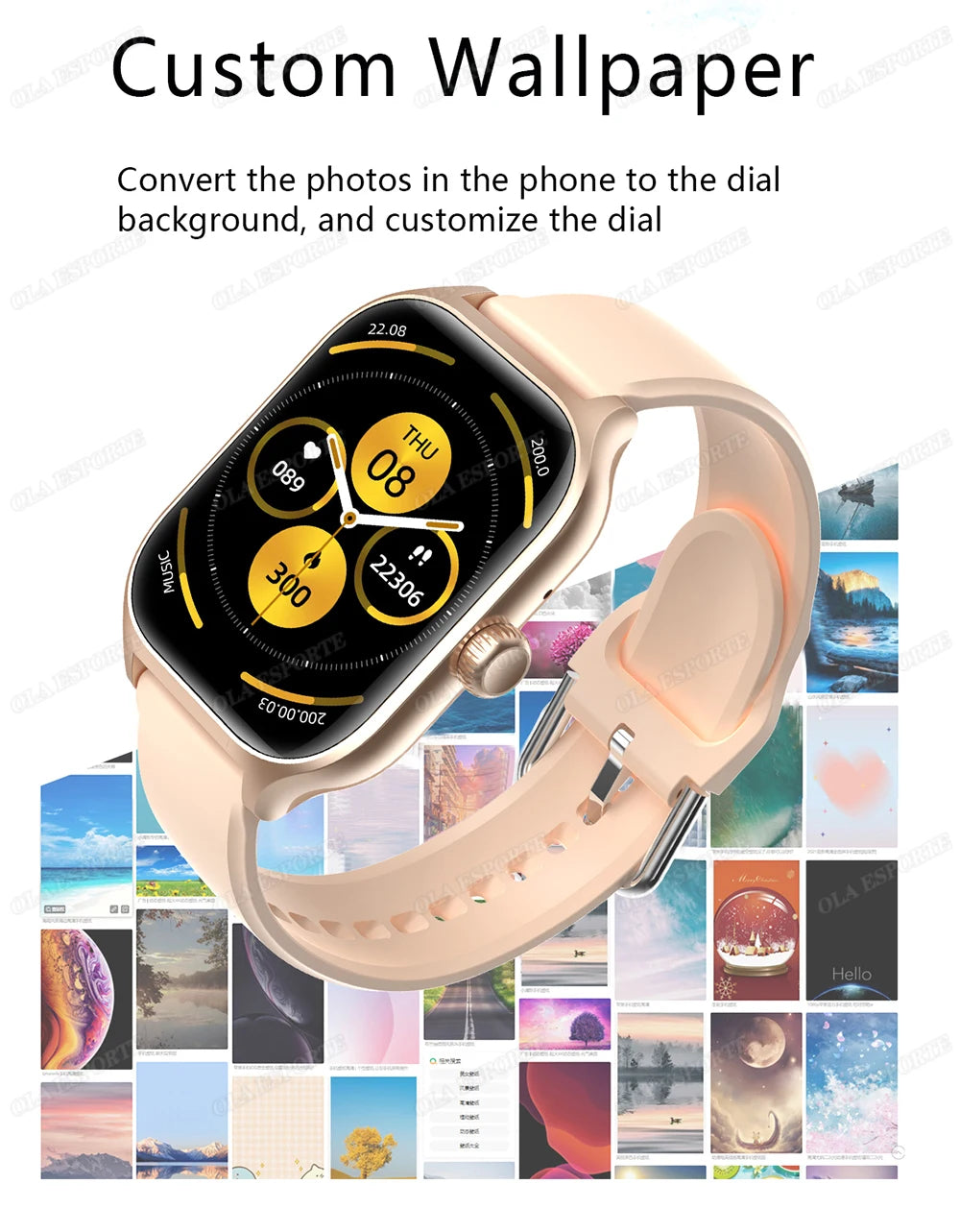 Nouvelle montre intelligente 2.01 pouces HD affichage réponse faire appel Message vue Modes de Sport bricolage cadran prévisions météorologiques pour hommes femmes