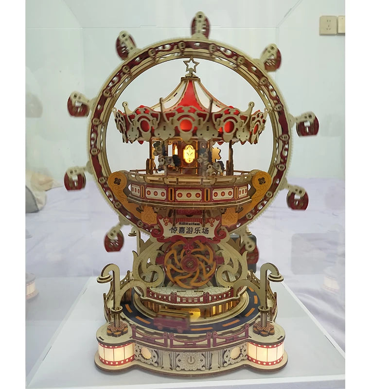 Nouveau bricolage 3D Puzzle en bois aire de jeux modèle Miniature Kits assemblage Puzzles peuvent tourner pour les amis cadeaux d'anniversaire
