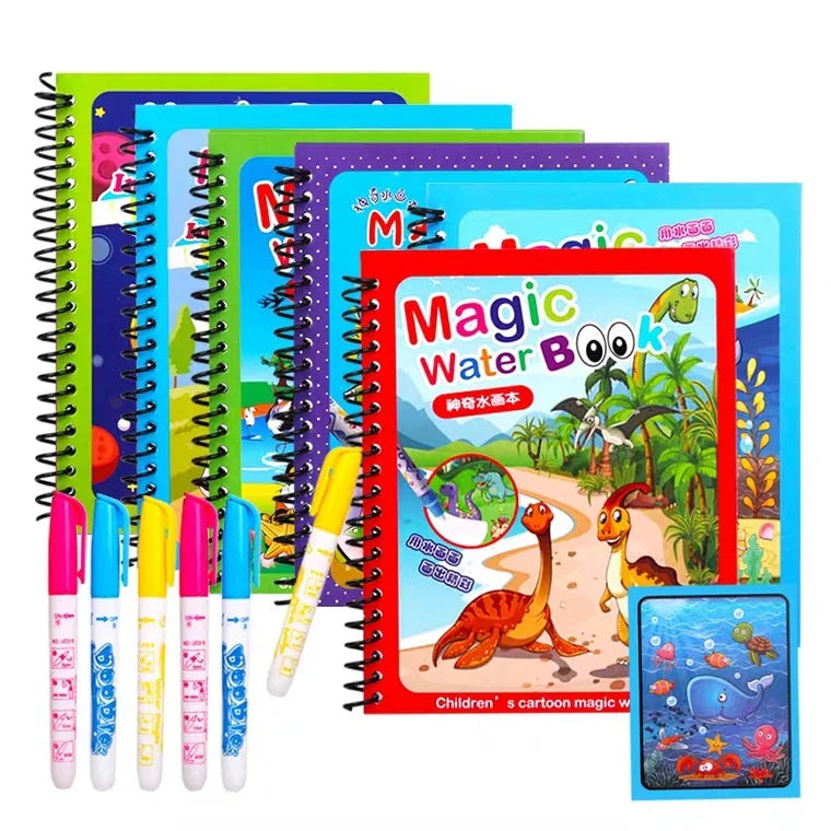 Jouets d'éducation précoce pour enfants, livre magique avec stylo, dessin à l'eau, jouets Montessori, livre de coloriage réutilisable, livre de dessin magique