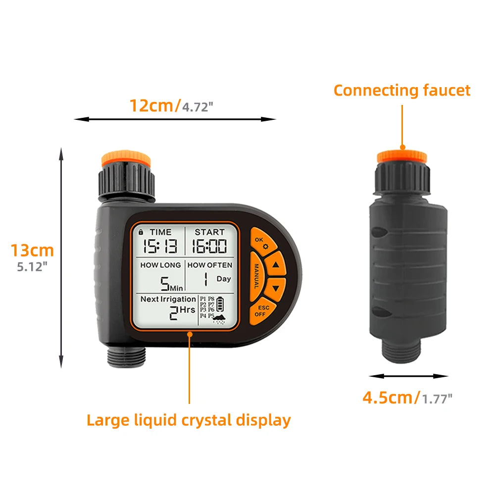 5-50M 1/4" Smart Garden Timer Irrigation Set IPX5 Waterproof LCD Automatic Watering Controller Can Be Used Lawn Plant Water Kit