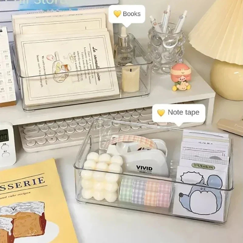 Acrylic storage box, clear plastic box for office cosmetics, dorm room, home facial mask, skin box, refrigerator storage box