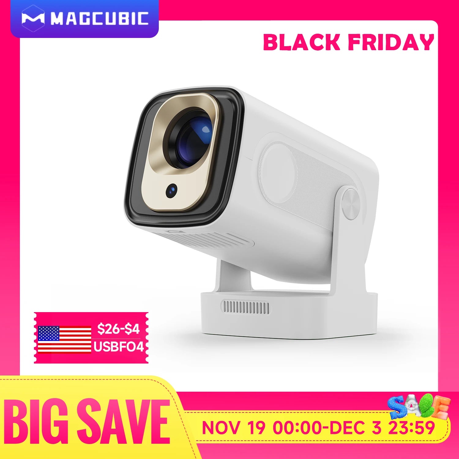 Magcubic HY310 projecteur à mise au point automatique 1080P natif 4K 330ANSI Android 11 WiFi6 BT5.4 Mini projecteur de film extérieur avec Air Mouse