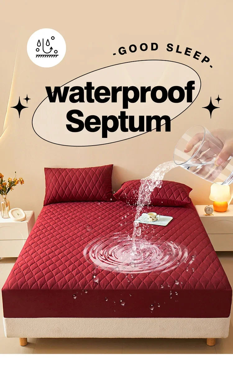 Housse de matelas 100% imperméable, drap-housse épais de couleur unie, simple/Queen/King, 135x200cm, 160x200cm, housse de lit souple