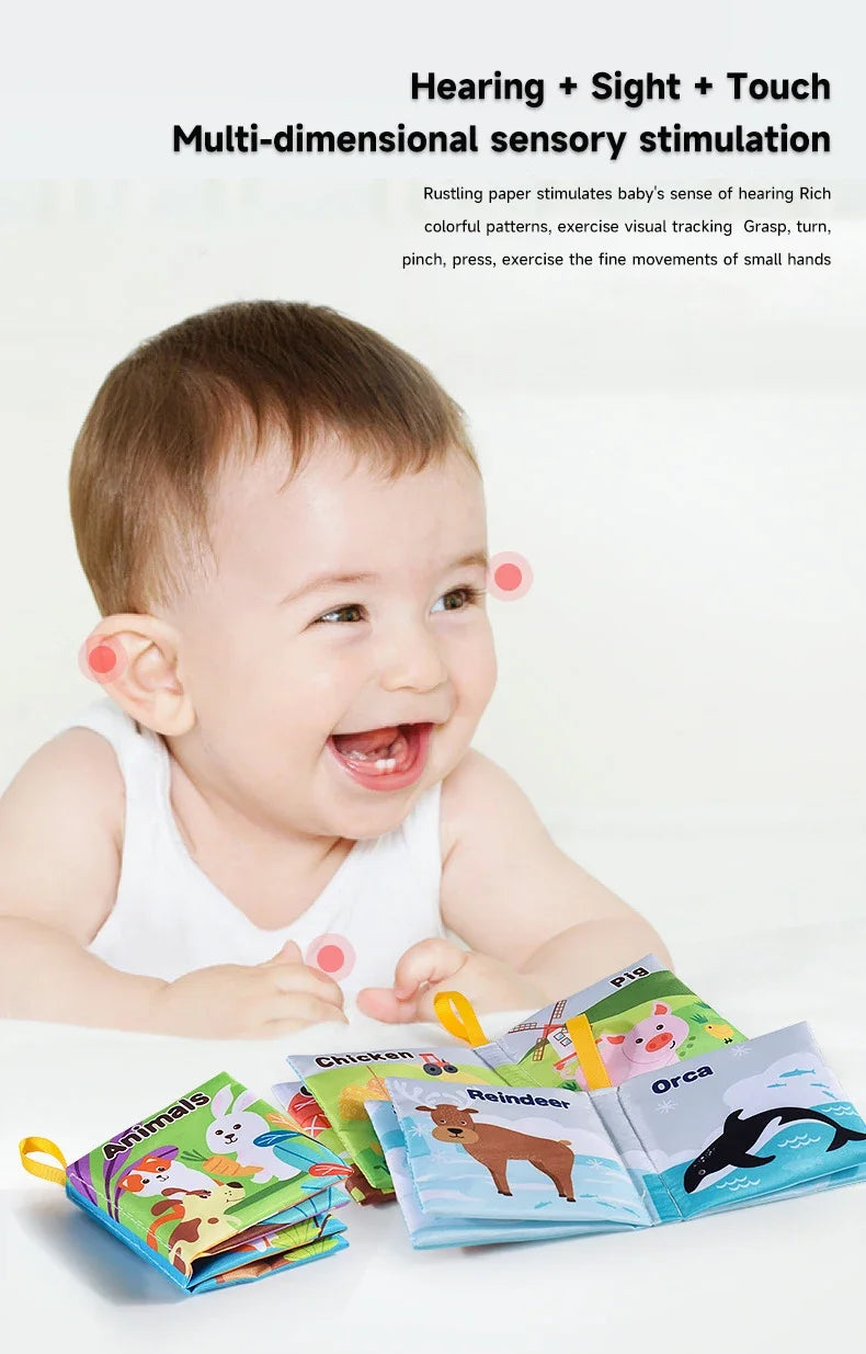 Livre de grillades doux pour enfants, jouets pour enfants précoces, son de bruissement, fruits, nombres d'animaux, moyens de transport alimentaires