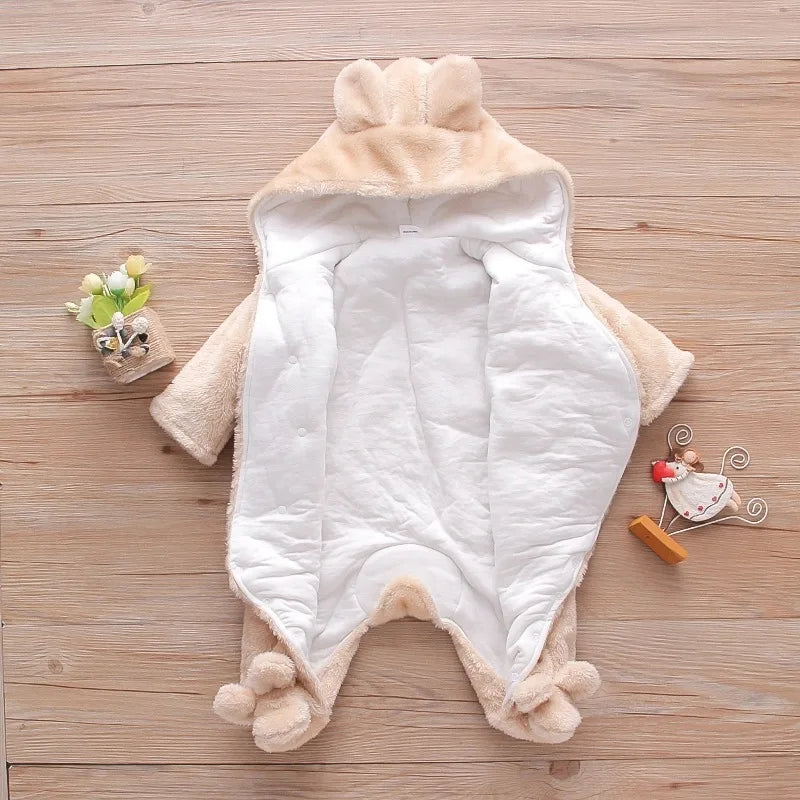 Vêtements d'escalade en peluche pour bébé de 0 à 2 ans, chauds et épais, en coton, avec chien et lapin, dessin animé, nouvelle collection automne et hiver