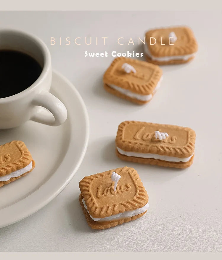 Cute handmade biscuit-shaped scented candle, for aromatherapy, soy wax, for weddings, birthdays, parties, and home decoration