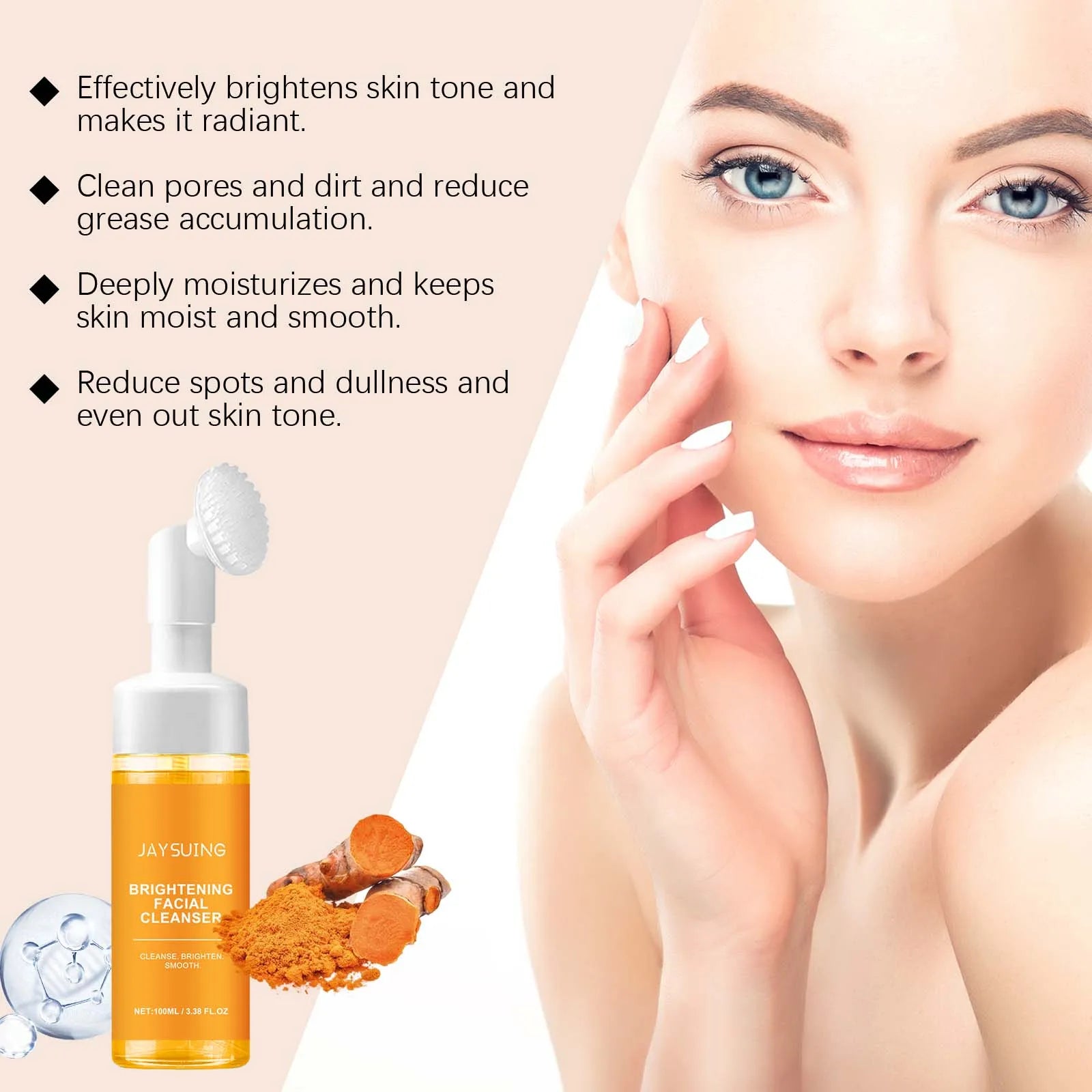 Jaysuing nettoyant au curcuma nettoyage en profondeur éclaircit la peau hydratant Anti-rides nourrissant en profondeur doux hydratant soins de la peau