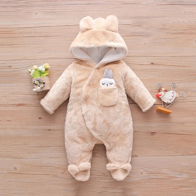 Vêtements d'escalade en peluche pour bébé de 0 à 2 ans, chauds et épais, en coton, avec chien et lapin, dessin animé, nouvelle collection automne et hiver