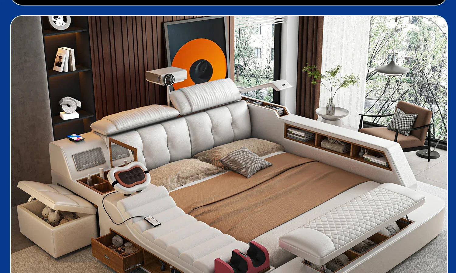 Lit Double moderne filles Design chambre intelligente reine King Size lit beauté dormir princesse cuir Cama salon Suite meubles