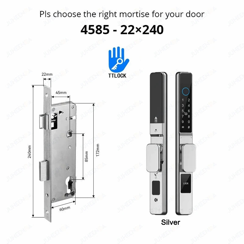Serrure intelligente pour porte coulissante étanche, application TTLock Alexa, Code numérique par empreinte digitale, carte RFID, Anti-serrure électronique en verre d'aluminium