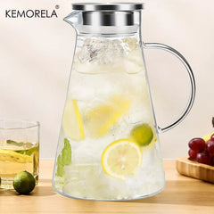 Pichet à eau Transparent en verre résistant à la chaleur, bouilloire et tasses d'eau froide avec poignée, pichet domestique de grande capacité, 1/2 pièces