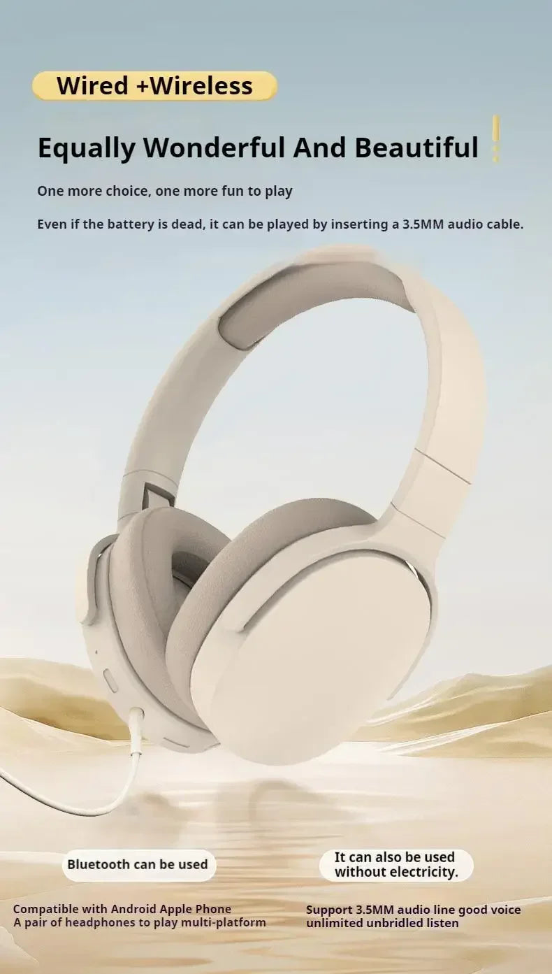 Casque sans fil Bluetooth casque sur l'oreille Hifi stéréo véritable sport écouteurs TF AUX lecteur de musique avec micro HD