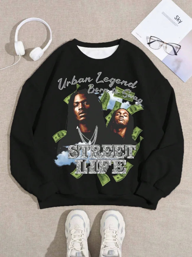 Sweat à capuche à col rond pour femmes et adultes, chemise numérique surdimensionnée, style Hip Hop, Punk Y2k, automne/hiver 25/26, pour adultes et enfants, même Style