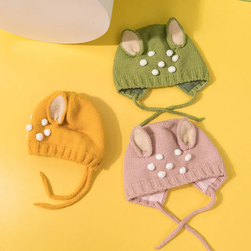 Bonnet de protection des oreilles Elk Cartoon pour enfants, bonnet de Noël pour enfants, cache-oreilles chauds pour nouveau-né, joli cadeau pour bébé, hiver