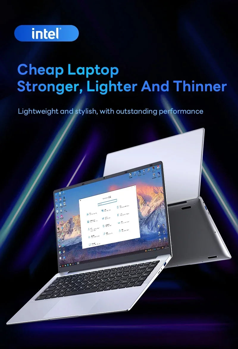 Ordinateur Portable de bureau 14.1 "12GB RAM 1 to 2 to SSD Windows 11 ordinateur Portable apprendre les loisirs divertissement ordinateurs portables