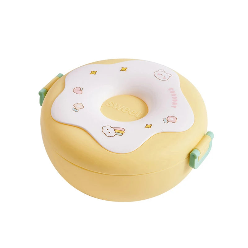 Boîte à lunch pour écolier, boîte à snack, boîte à bento étanche de dessin animé, sacs à lunch avec fourchette, cuillère, micro-ondable à 3 compartiments