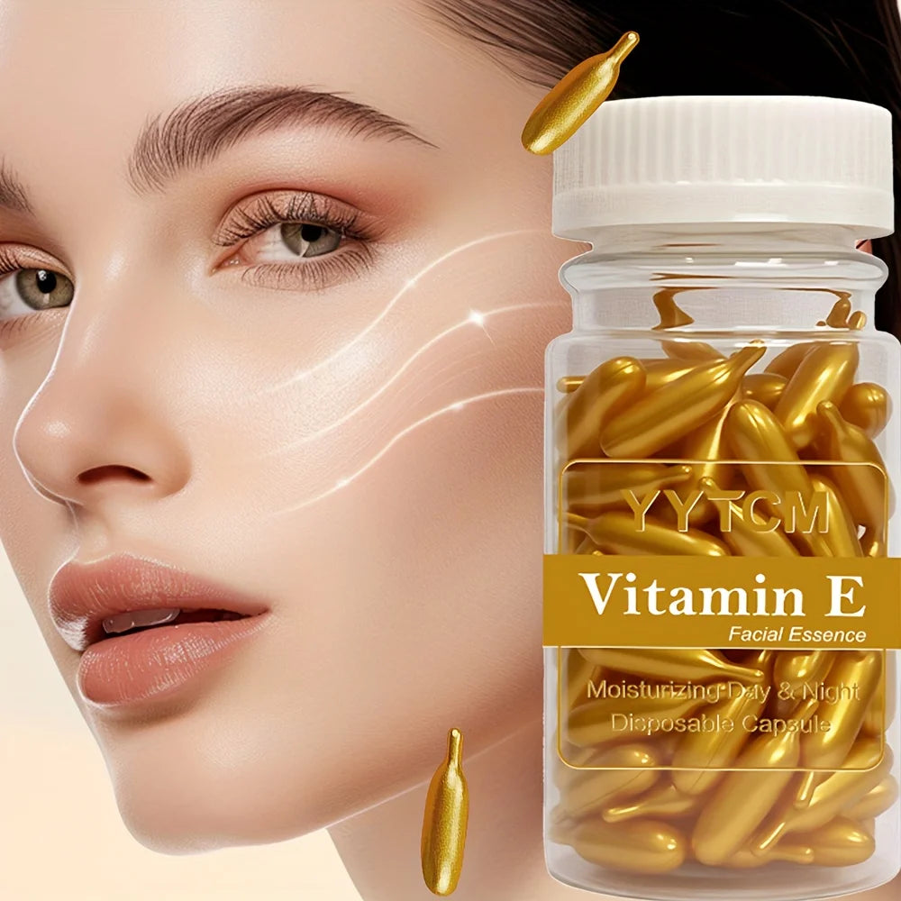 Capsules de sérum à la vitamine E, capsules d'essence à usage unique, peau du visage hydratante et hydratante, 90 capsules/bouteille - 1 bouteille