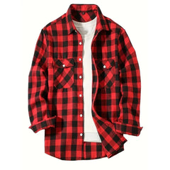 Chemises pour hommes simple boutonnage classique Plaid intelligent décontracté chemise en flanelle à manches longues poitrine deux poches conception printemps automne hommes hauts