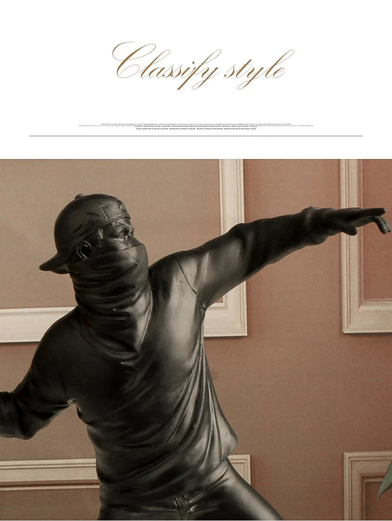 Statues en résine, Sculptures, lanceur de fleurs Banksy, bombardier, accessoires de décoration pour la maison, ornements modernes, Figurine de collection