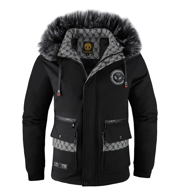 Men's cotton hooded jacket, casual style, windproof, padded, cool solid color, simple cotton clothing, autumn and winter