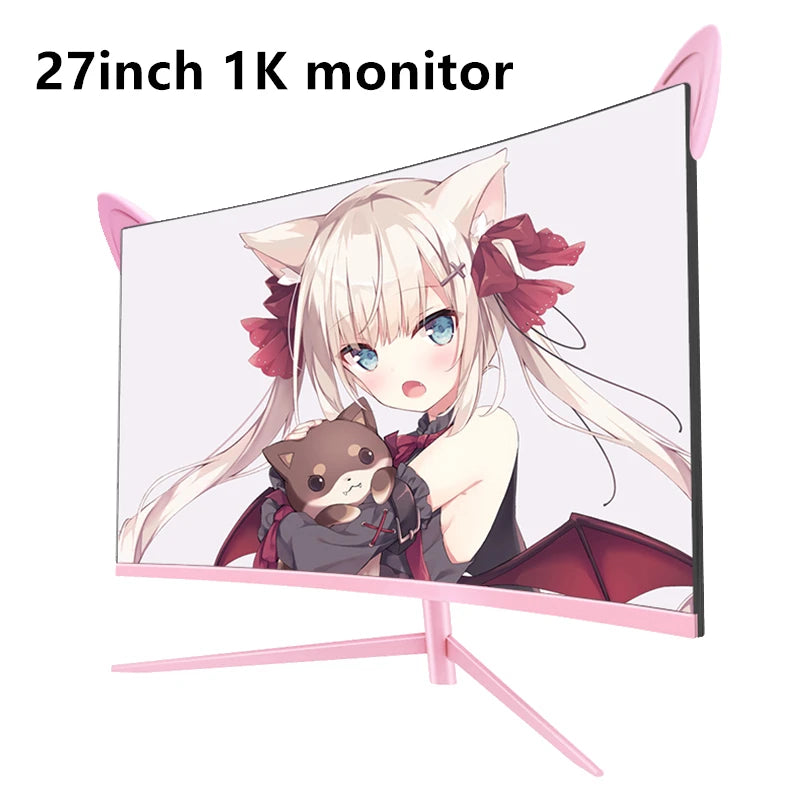 Moniteur rose incurvé de 27 pouces QHD 165hz 1800R, écran de jeu HDR10, écran de bureau à synchronisation libre, 1ms GTG avec haut-parleurs, inclinaison réglable