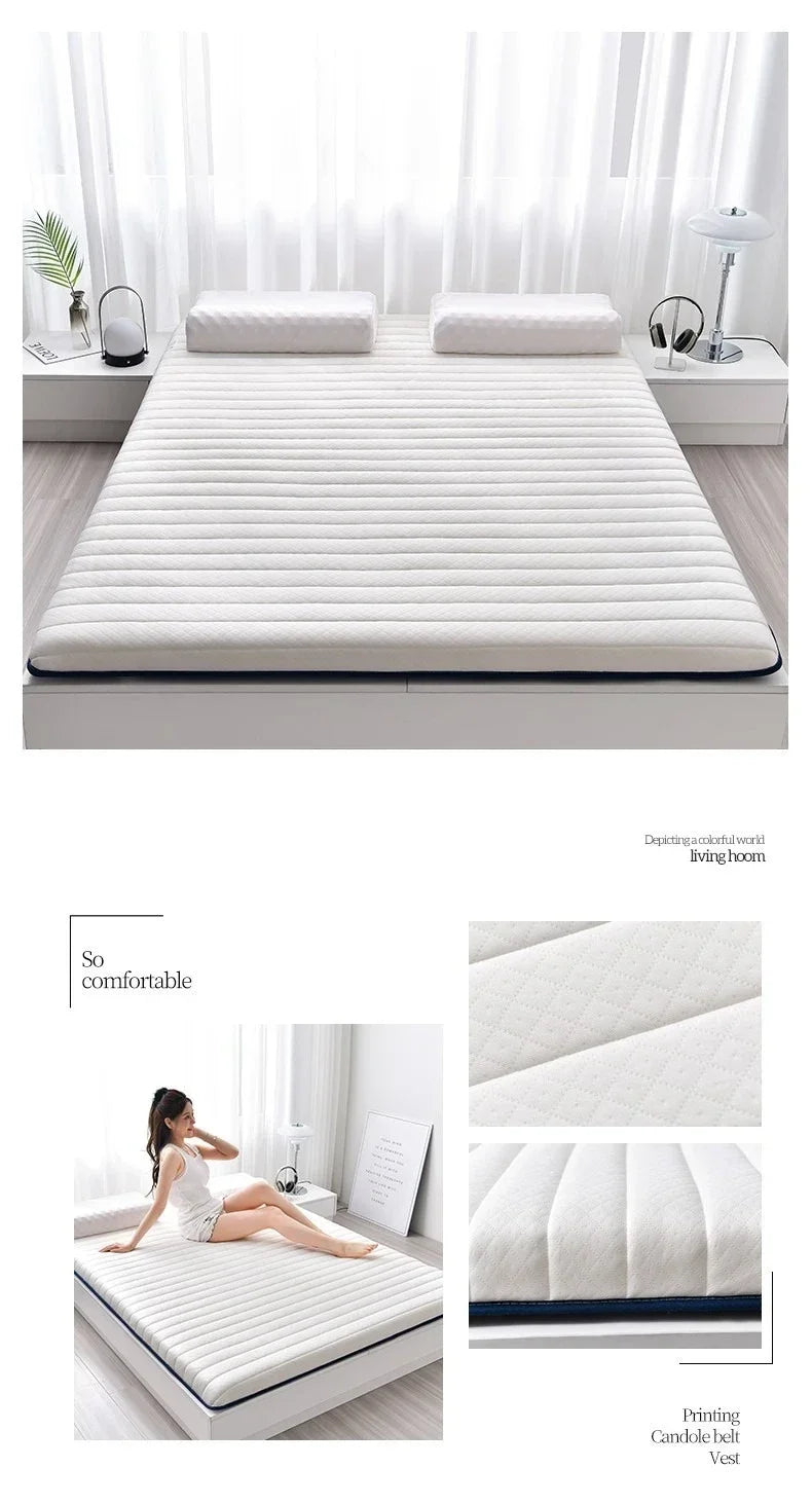 Coussin de matelas en latex, literie épaisse pour usage domestique, semelle pour usage simple ou double, coussin de matelas pliable en coton à mémoire de forme