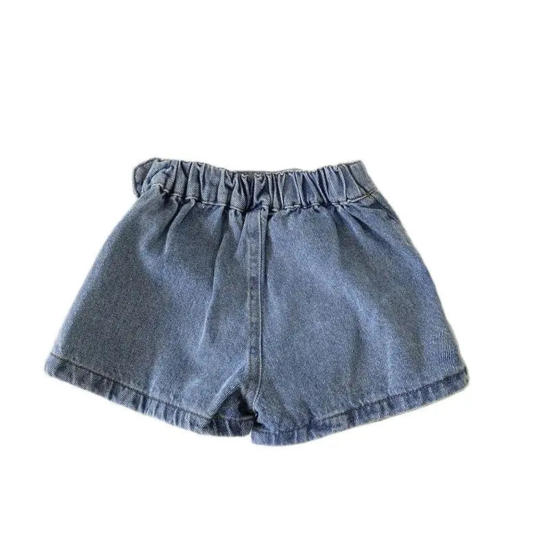 Mode coréenne nouvel été enfants fille jupe short solide taille élastique bouton doux Denim Culotte enfants vêtements polyvalents