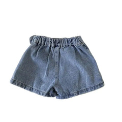 Mode coréenne nouvel été enfants fille jupe short solide taille élastique bouton doux Denim Culotte enfants vêtements polyvalents