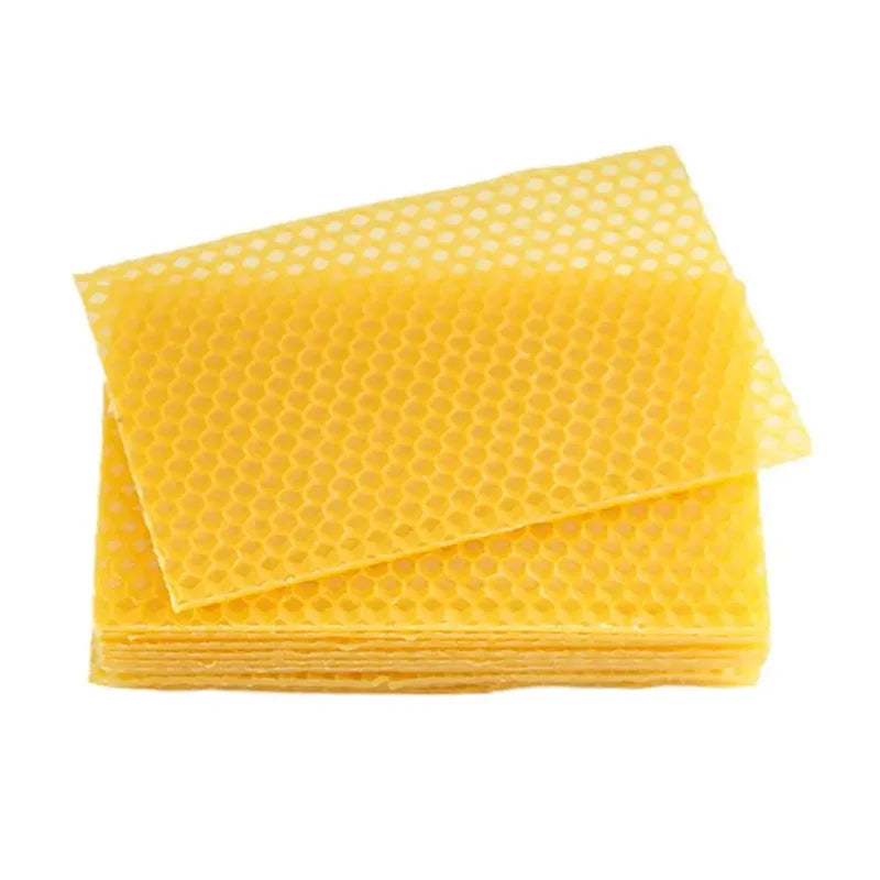 Feuilles de cire d'abeille naturelle, 10 pièces, feuille en nid d'abeille, cadre de cellule de ruche, fond de teint en cire pour la fabrication de bougies, artisanat, fournitures de travaux manuels pour l'apiculture