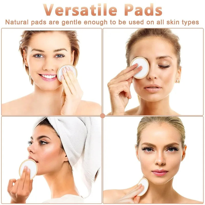 Tampons Démaquillants Réutilisables, Ronds en Coton Naturel Lavable pour Types, Tampon de Maquillage Lavable avec Sac à illant, 10 Pièces