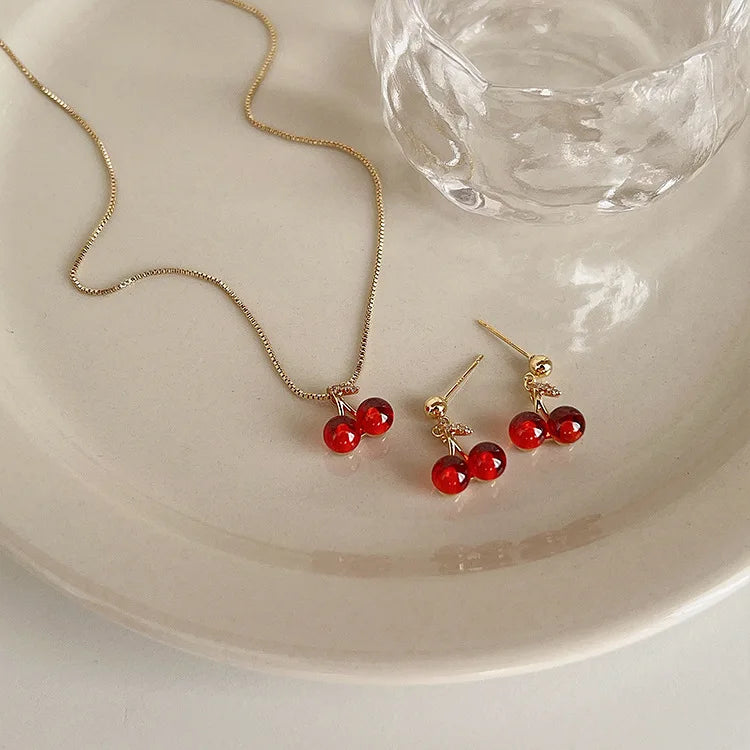 Collier de personnalité pour femme, bijoux de mariage, cadeaux d'anniversaire, vin rouge, aucun pendentif couleur or, ensemble de boucles d'oreilles, mode