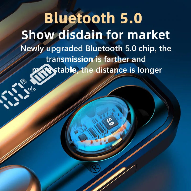 Écouteurs sans fil bluetooth casque de jeu intra-auriculaire sans fil avec affichage numérique casque de sport audifonos bluetooth