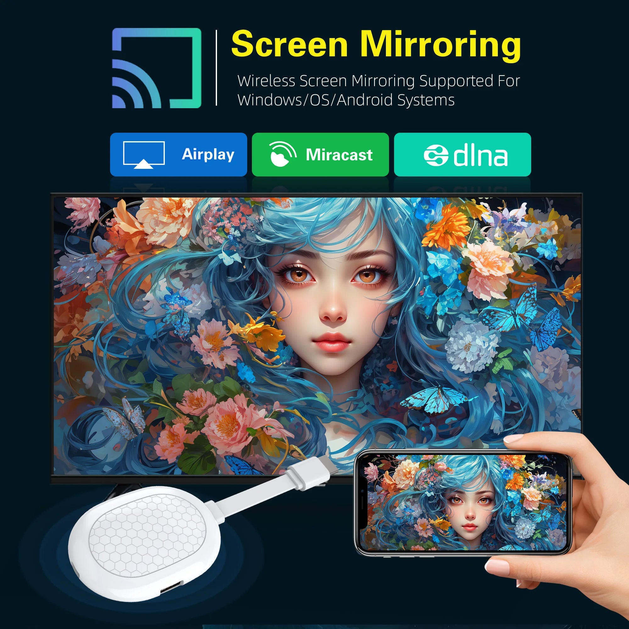Clé TV intelligente Android 14 Allwinner H313 Mortal Q2S Chromecast Télécommande vocale WiFi 6 4K à 60 ips WiFi 6 Bluetooth 2 Go 8 Go 16 Go Streaming