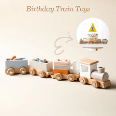 Jouets Montessori Train en bois jouet d'anniversaire bébé jouets éducatifs chariot en bois bébé jouets d'apprentissage nombre de bois bébé jouets cadeaux