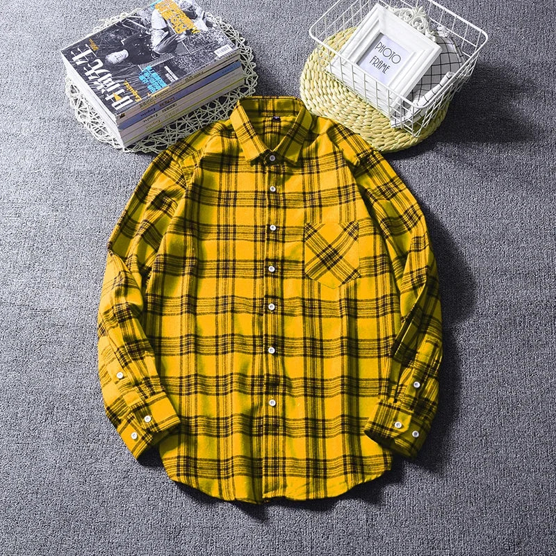 Chemise décontractée en coton à carreaux pour hommes, chemise habillée en glouton, manches longues, coupe couvertes, mode printemps et automne, 2025