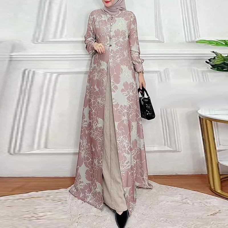 ZANZEA-Robe maxi patchwork à manches longues pour femmes, Abaya musulmane, Robe d'été élégante, Robe imprimée florale, Robe de ramadan, Kaftan éducatif, Mode