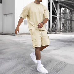 Ensemble de vêtements de sport deux pièces décontractés et à la mode pour hommes, T-shirt et short de travail pour l'exercice, la course à pied et la randonnée, été