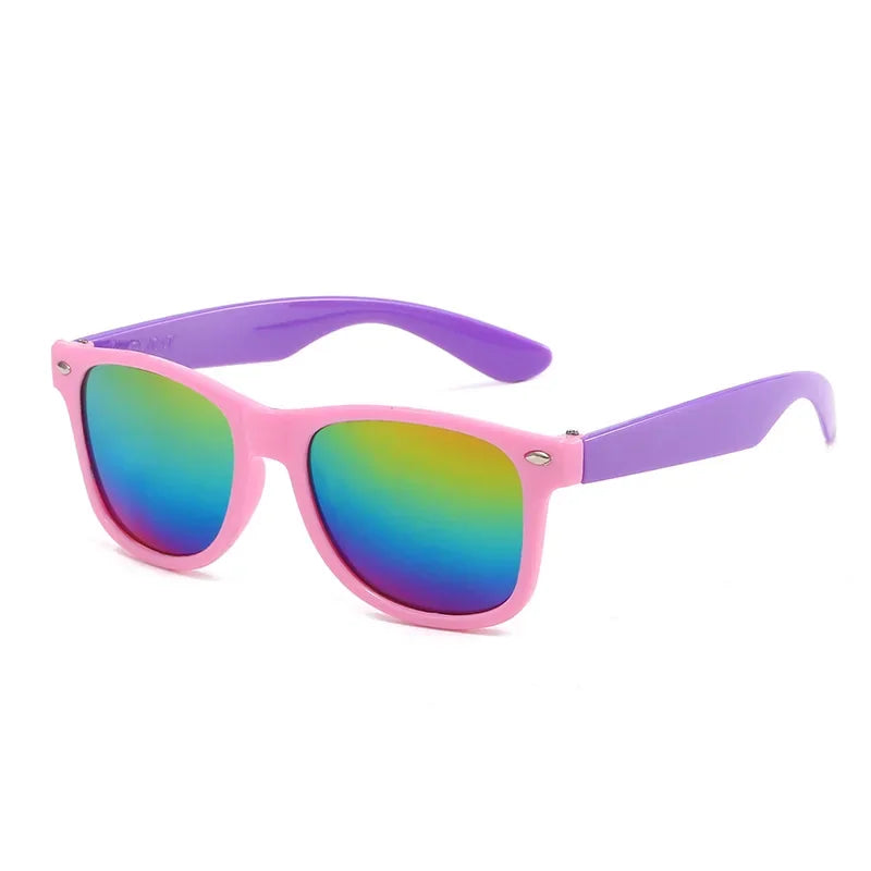 Lunettes de soleil à monture carrée pour garçons et filles, lunettes de soleil rétro pour enfants, protection UV extérieure, lunettes de soleil mignonnes