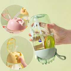 Bouteille d'eau dinosaure pour enfants avec paille en silicone, bouteille d'eau en plastique, tasse d'été pour enfants, 500ml