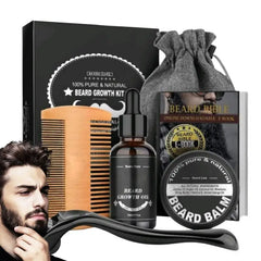 5 pièces hommes barbe Barba toilettage barbe ensemble barbe croissance huile hommes rehausseur de cheveux plus épais moustache toilettage barbe soin huile peigne sac