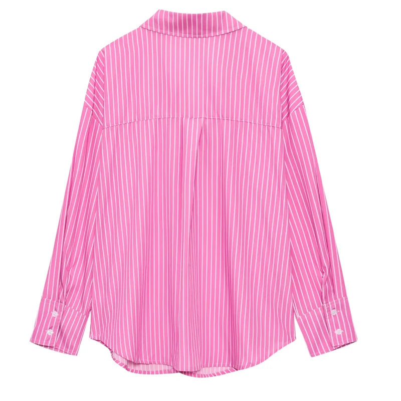 HXAO 2025 femme Blouses longues chemises à rayures femmes printemps été à manches longues bleu blanc chemise femme grands hauts chemises boutonnées