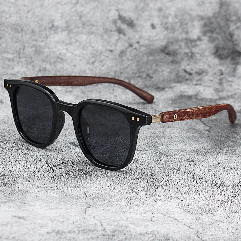 Nouveaux hommes Vintage cadre en bois lunettes de soleil marque classique carré lunettes de soleil revêtement lentille conduite lunettes pour femmes mâle