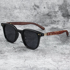Nouveaux hommes Vintage cadre en bois lunettes de soleil marque classique carré lunettes de soleil revêtement lentille conduite lunettes pour femmes mâle