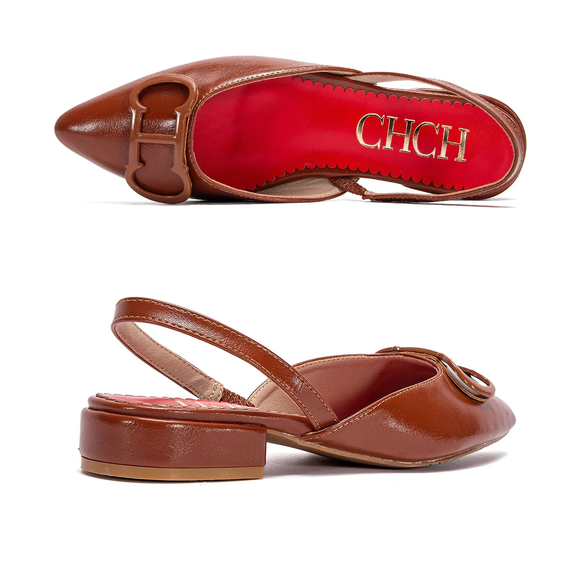 CHCH-Women's pointed flat-toe loafers, simple black sandals, business shoes, new, 2024