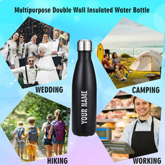 Bouteille d'eau isolée personnalisée en acier inoxydable avec nom et texte, isolation thermique, pour Noël ou toutes occasions